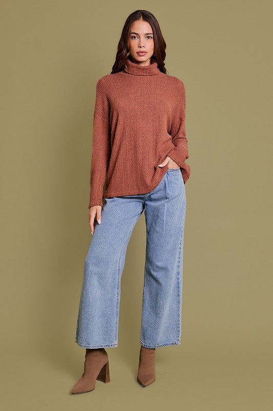 Rust Long Sleeve Brushed Turtleneck Top – Kasey's Closet - A Kasey ...