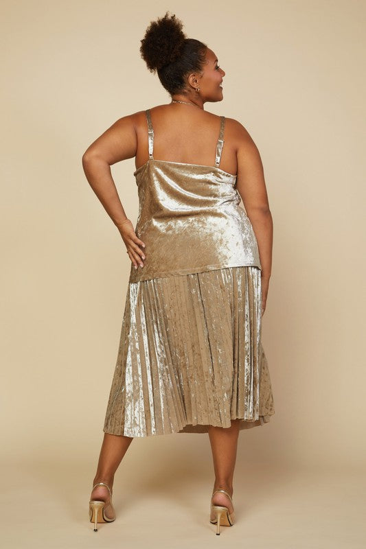 Pleated Velvet Midi Skirt //+Available 1X Pleated Velvet Midi Skirt //+Available 1X